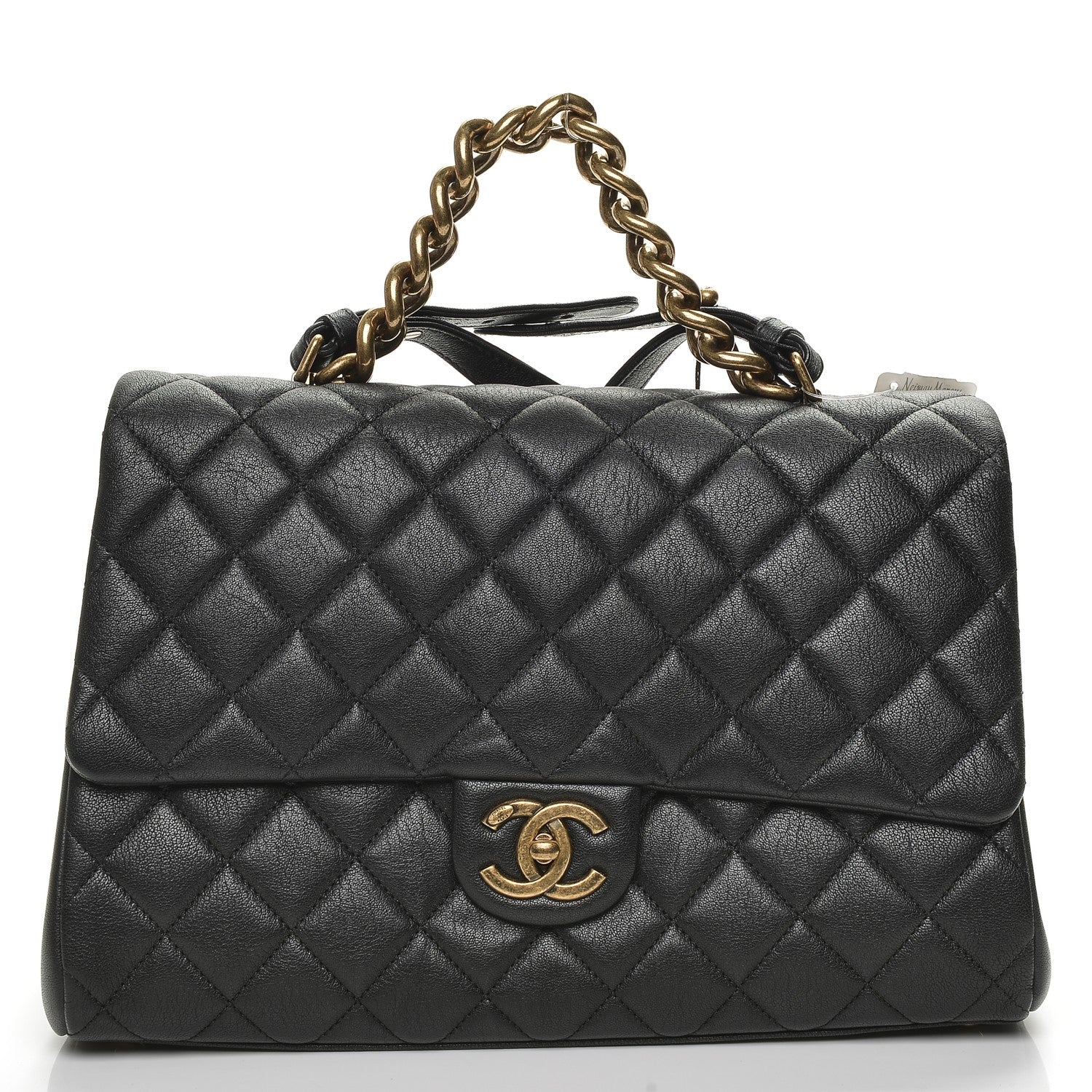 Chanel Shiny Sheepskin Quilted Large Trapezio Flap Black 1 of 7