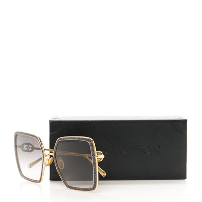 Louis Vuitton Metal LV Link One Square Sunglasses Z1774E Black Glitter 10 of 10