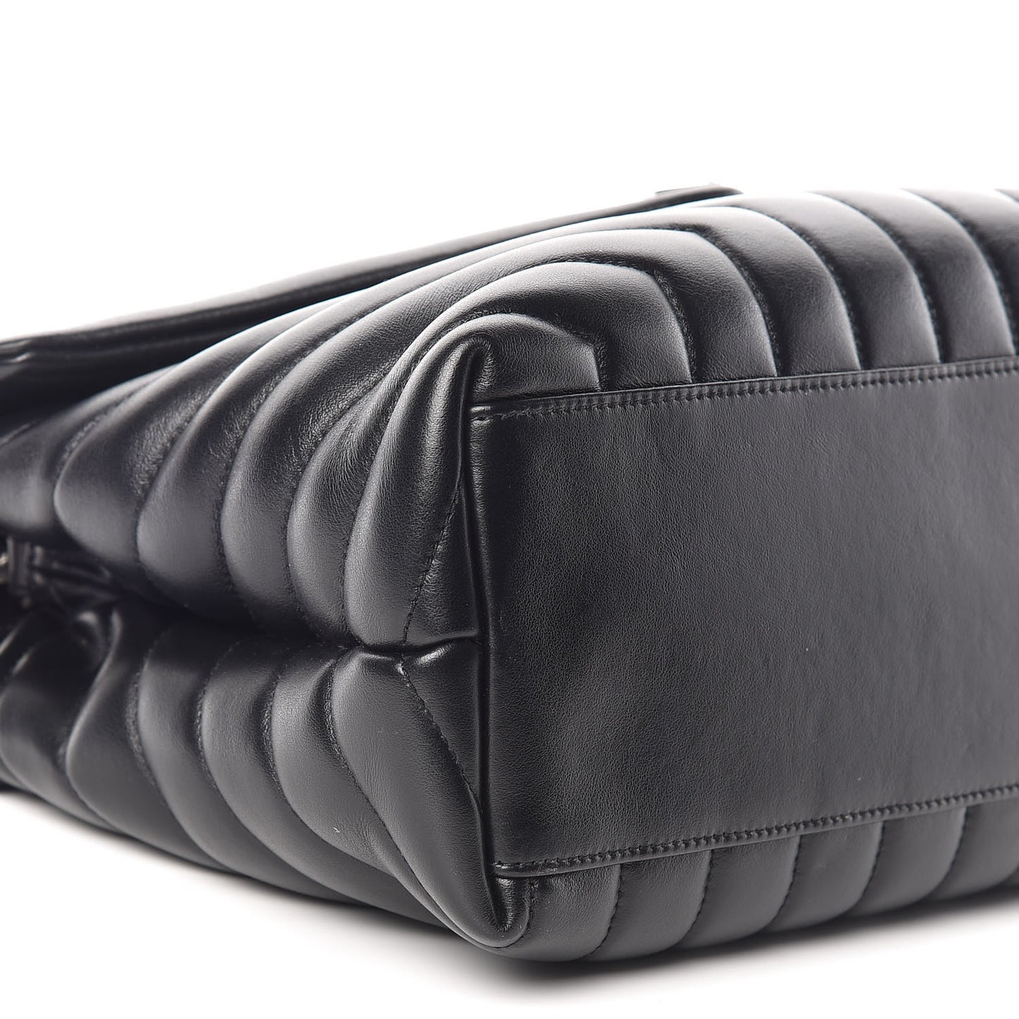 Calfskin Y Quilted Monogram Medium Loulou Chain Satchel Black