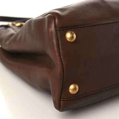 Fendi Vitello Morgan Fabric Jacquard Pequin Medium Iconic Satchel Moro Granada Black 8 of 11