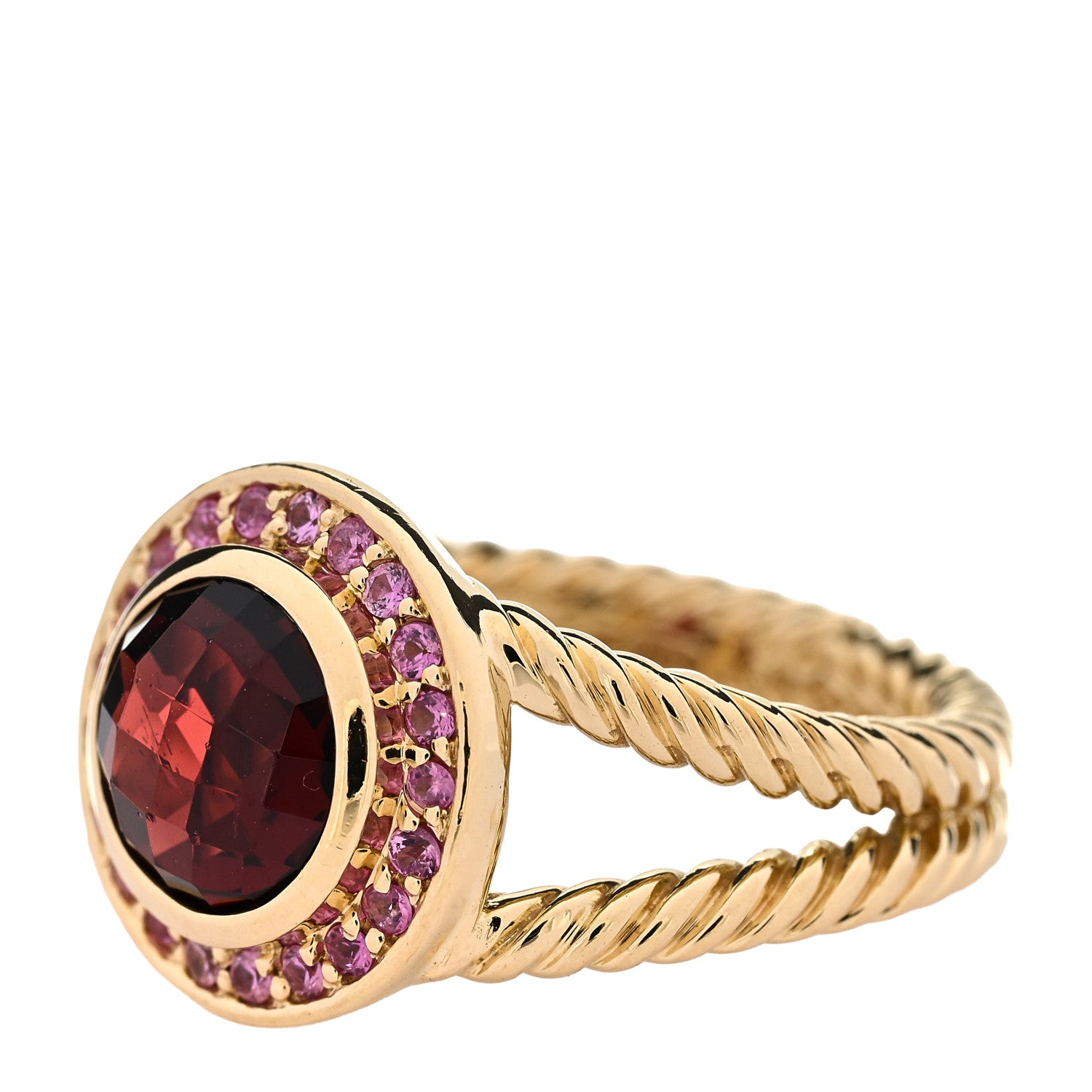 David Yurman 18K Yellow Gold Garnet Pink Sapphire 8mm Petite Cerise Ring 52 6 3 of 5