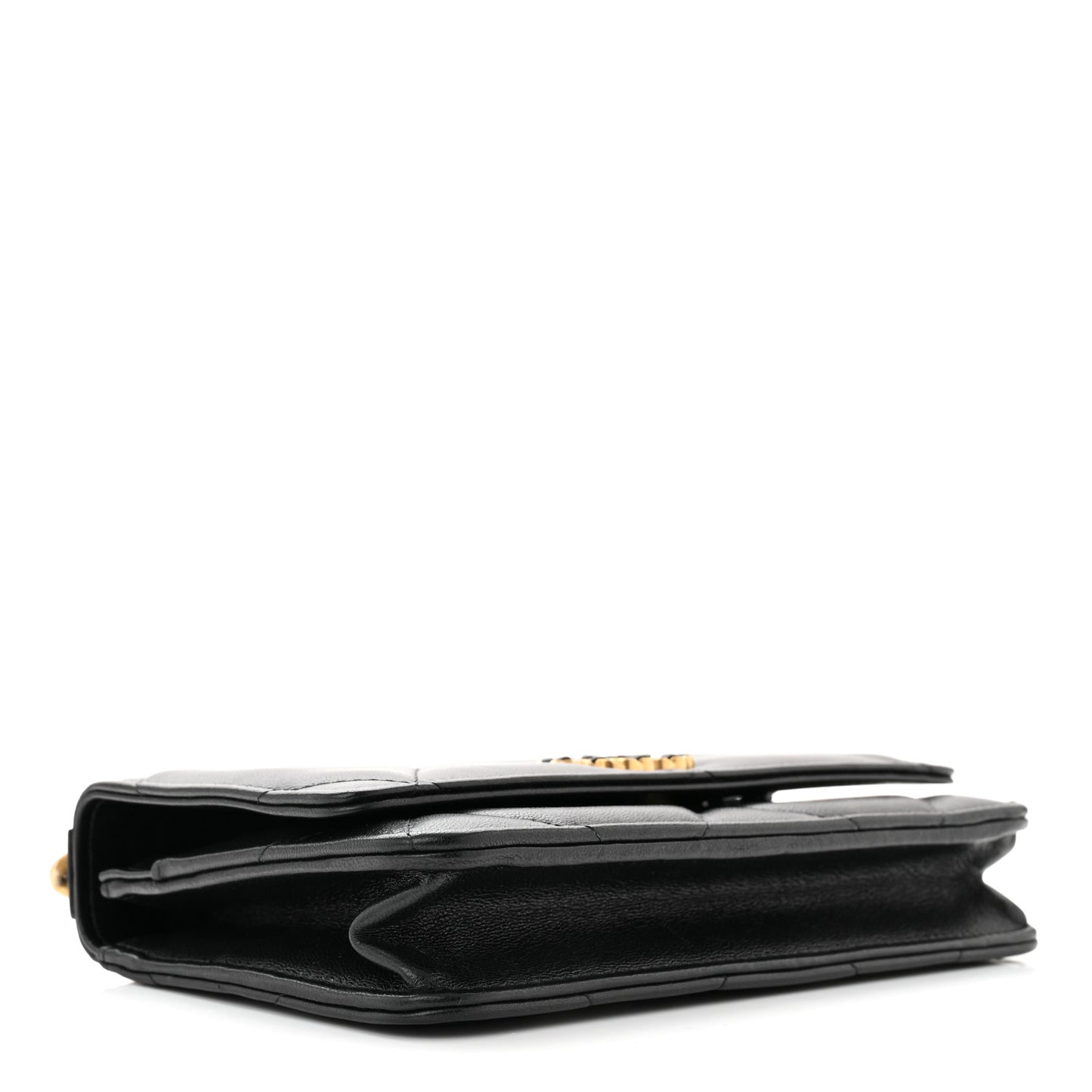 Lambskin Quilted Chanel 19 Wallet On Chain WOC Black