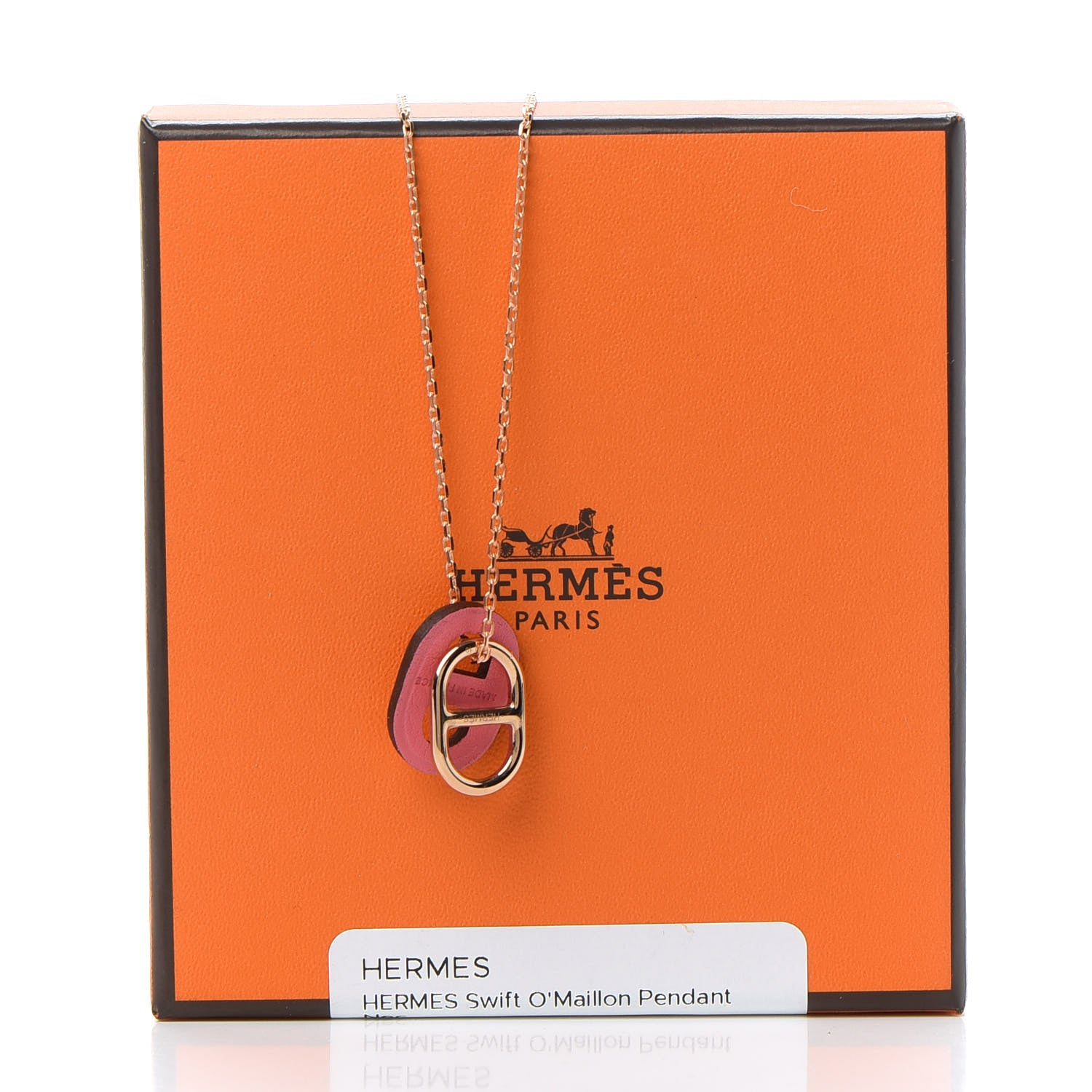 Hermes Swift O'Maillon Pendant Necklace Rose Azalee 8 of 8