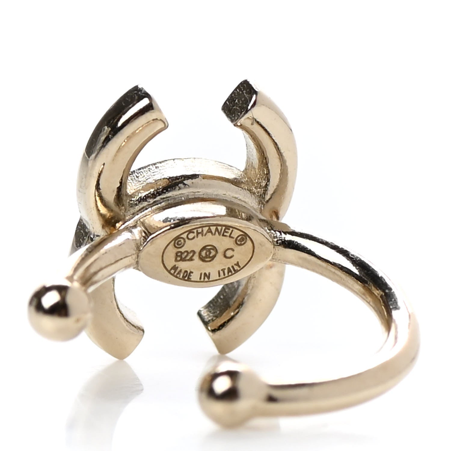 Chanel Metal Strass Lip Ring Set Gold 3 of 4