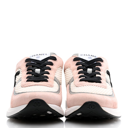 Chanel Calfskin Fabric Sneakers 40.5 White Silver Fluo Pink 2 of 8