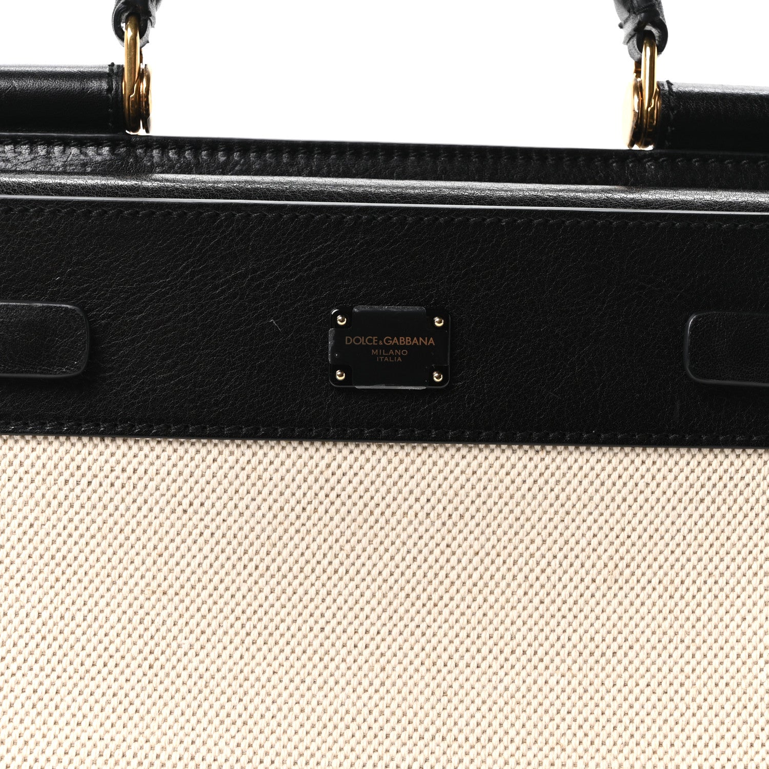Dolce & Gabbana Calfskin Canvas Medium Sicily 62 Naturale Black 8 of 10
