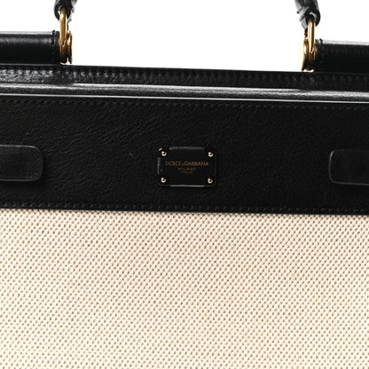 Dolce & Gabbana Calfskin Canvas Medium Sicily 62 Naturale Black 8 of 10