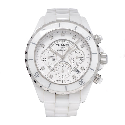 Chanel Stainless Steel Ceramic Diamond 41mm J12 Chronograph Automatic Watch White 1 of 6