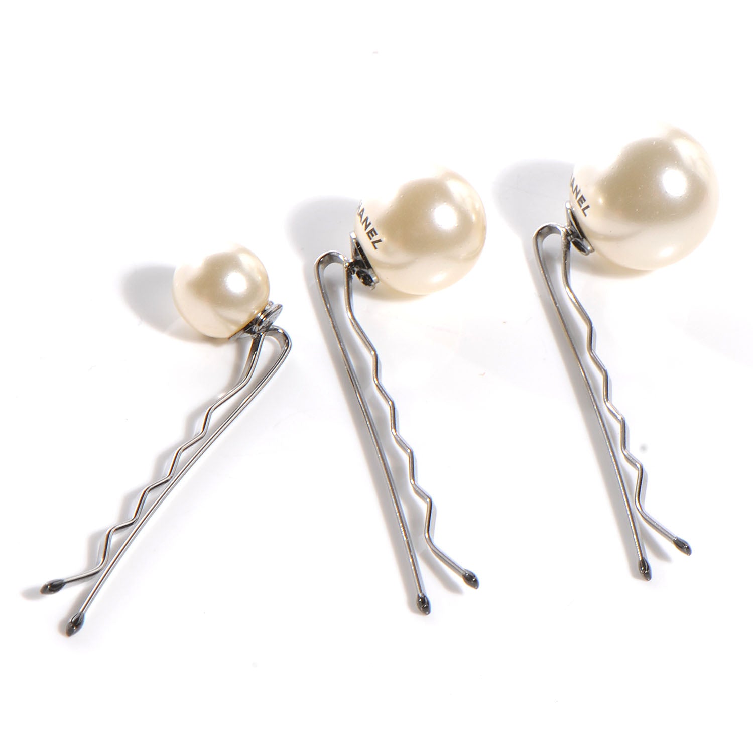 Chanel Pearl CC Set of 3 Hair Clip Barrettes 1 of 4