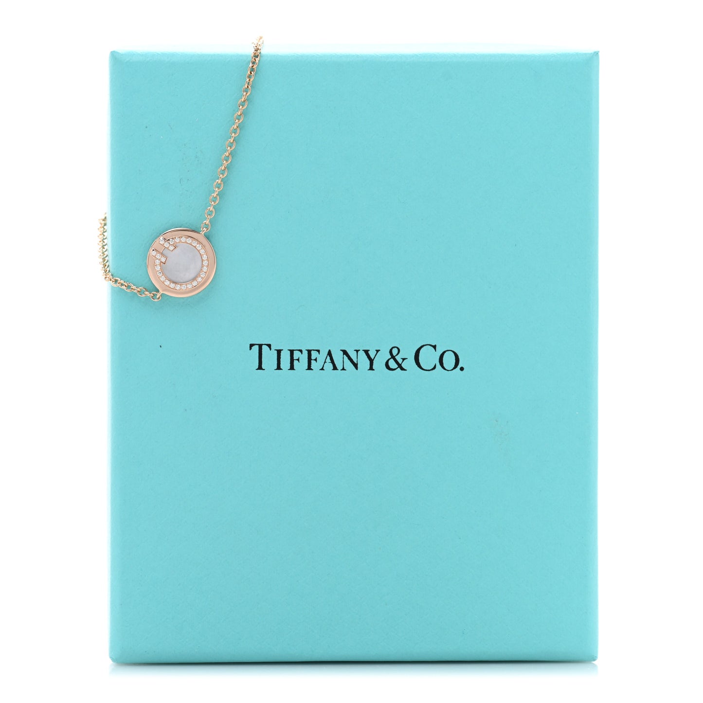 18K Rose Gold Diamond Mother of Pearl T Circle Bracelet