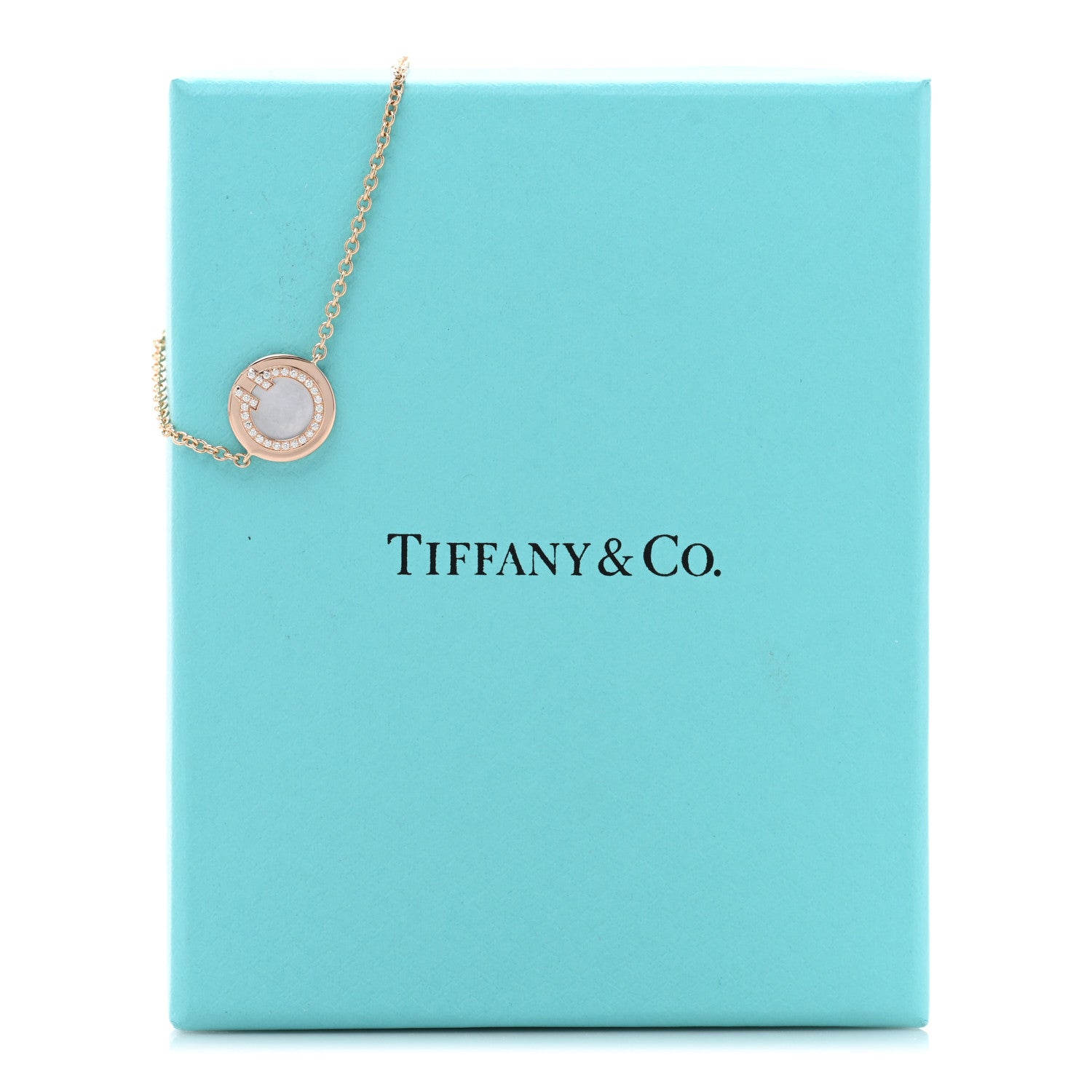 Tiffany 18K Rose Gold Diamond Mother of Pearl T Circle Bracelet 4 of 4