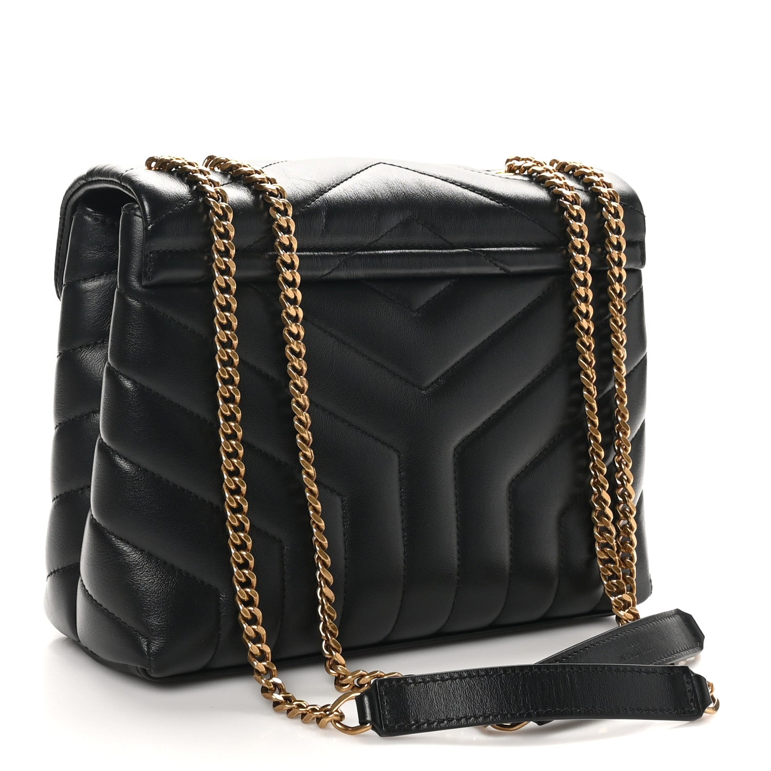 Saint Laurent Calfskin Y Quilted Monogram Small Loulou Chain Satchel Black 3 of 10