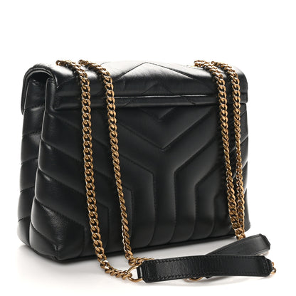 Saint Laurent Calfskin Y Quilted Monogram Small Loulou Chain Satchel Black 3 of 10