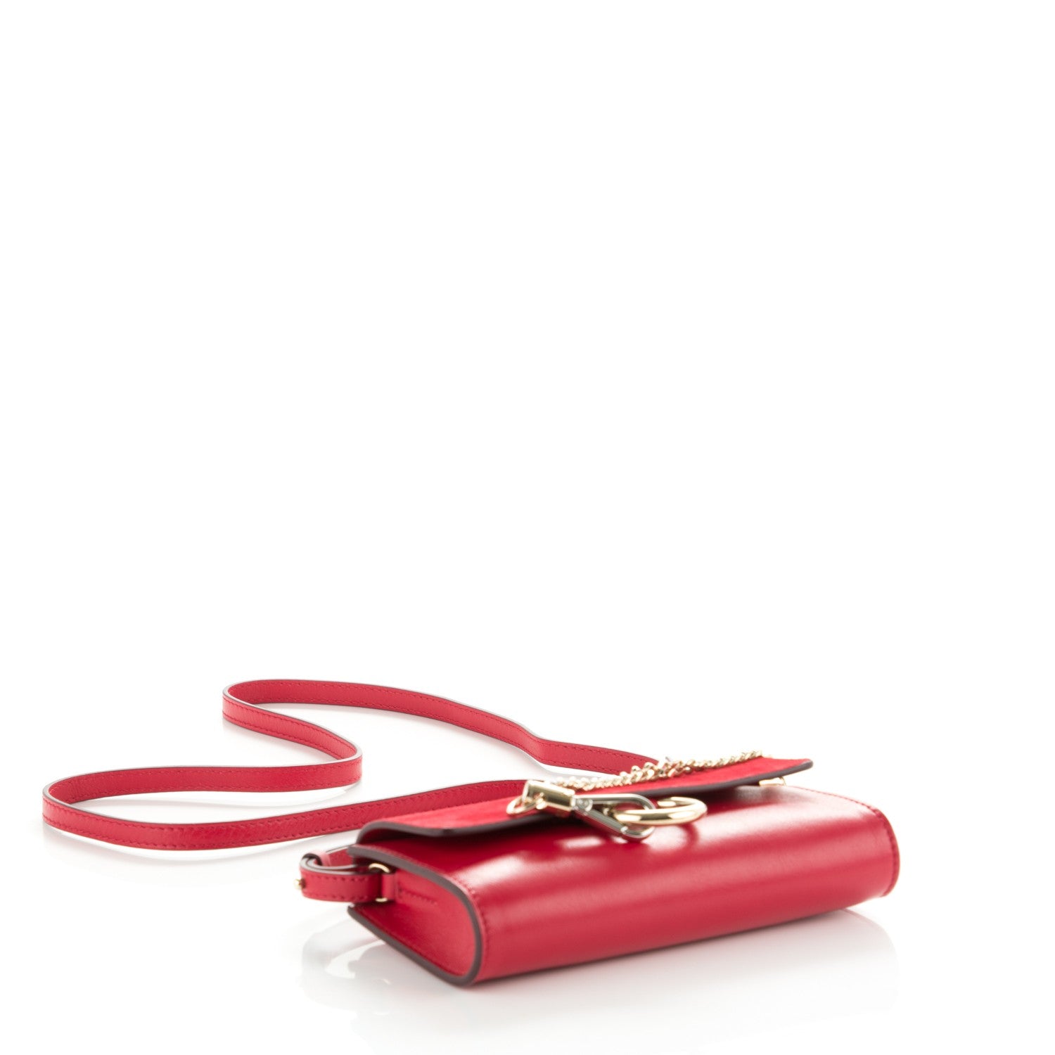 Chloe Suede Calfskin Mini Faye Shoulder Bag Tulip Red 4 of 8