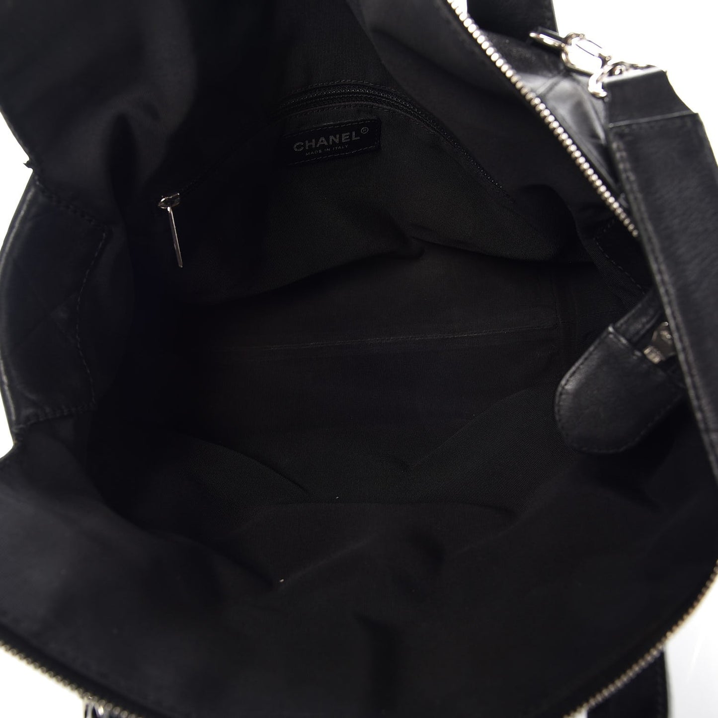 Calfskin CC Chevron All Day Long Tote Black