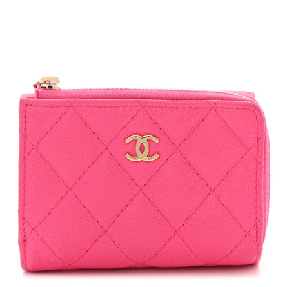 Chanel Caviar Quilted CC Zip Compact Trifold Wallet Pink 1 of 8