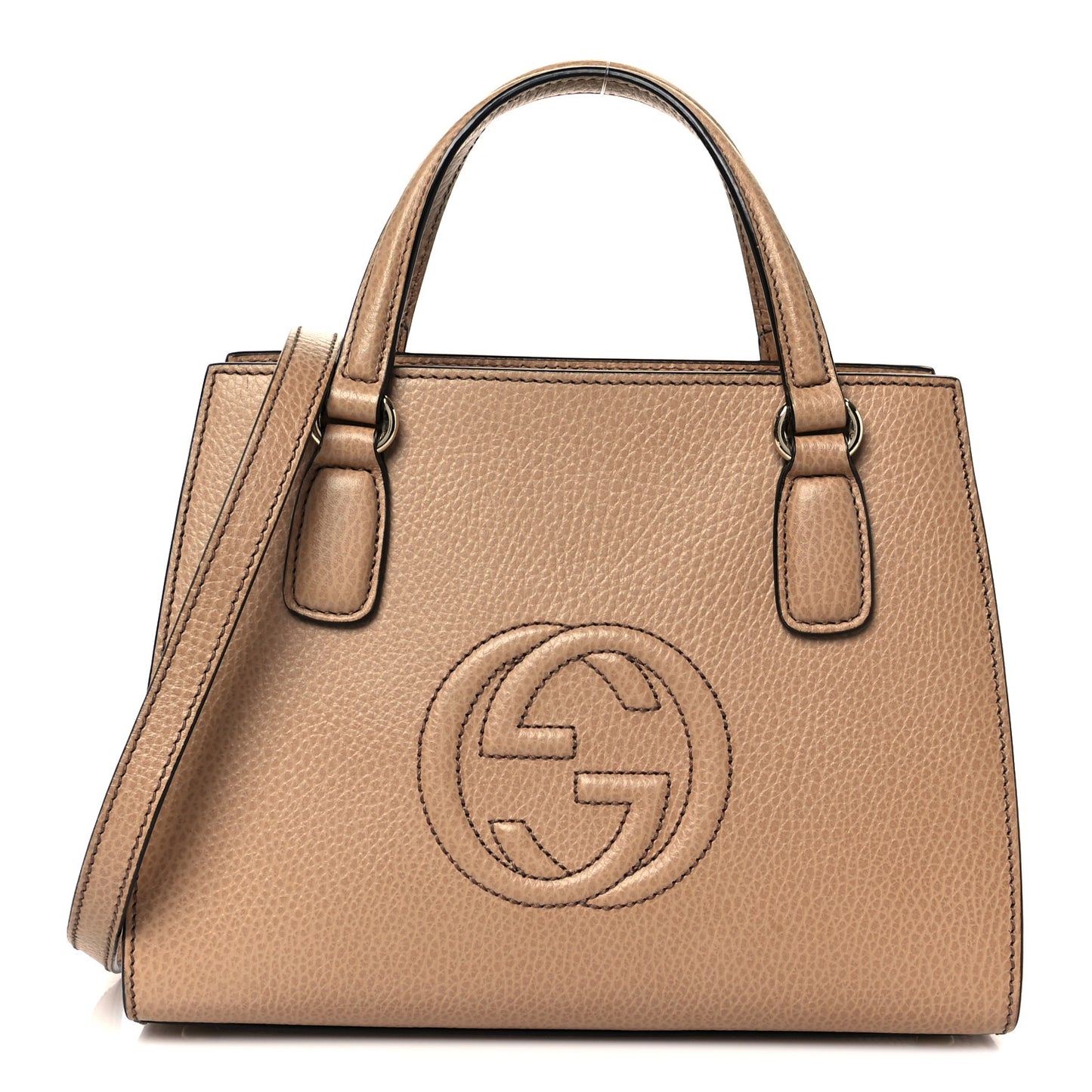 Dollar Calfskin Medium Soho Top Handle Satchel Camelia