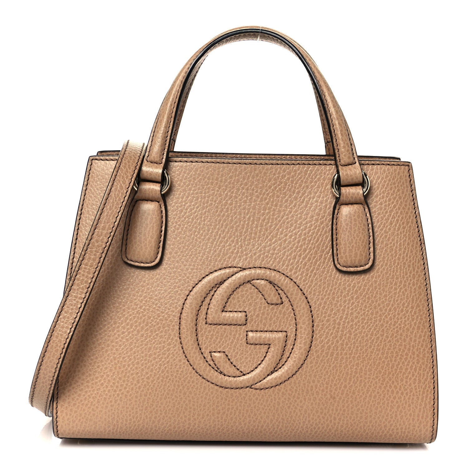 Gucci Dollar Calfskin Medium Soho Top Handle Satchel Camelia 1 of 11