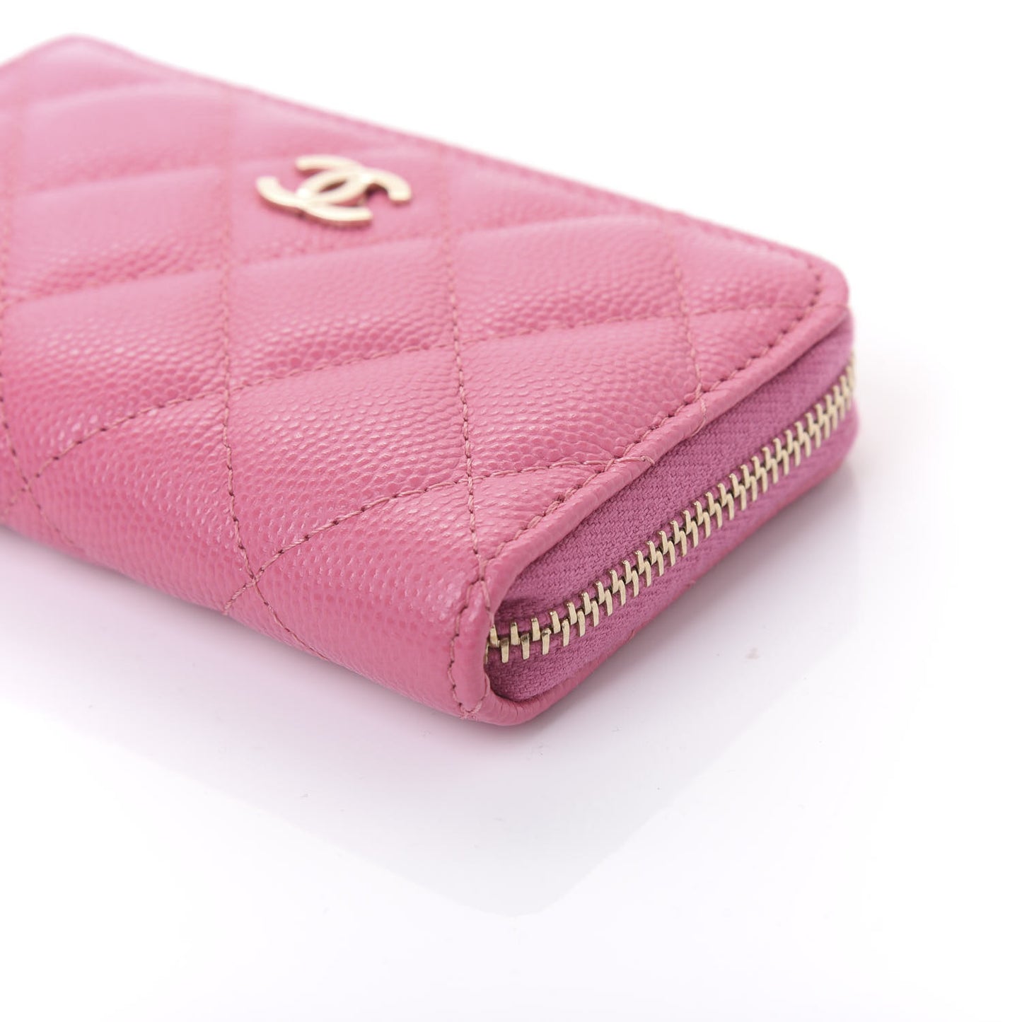 Caviar Quilted Key Holder Case Pink