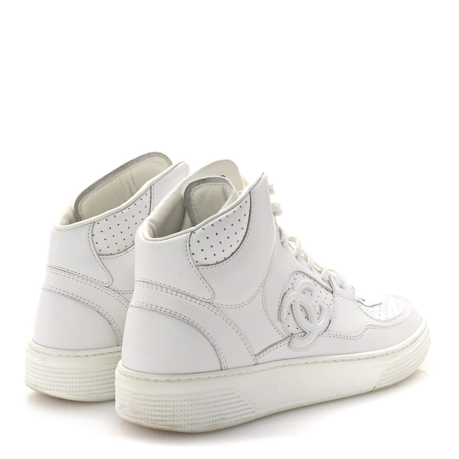 Chanel Calfskin CC High Top Sneaker 38.5 White 5 of 10