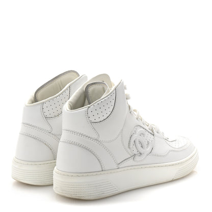 Chanel Calfskin CC High Top Sneaker 38.5 White 5 of 10