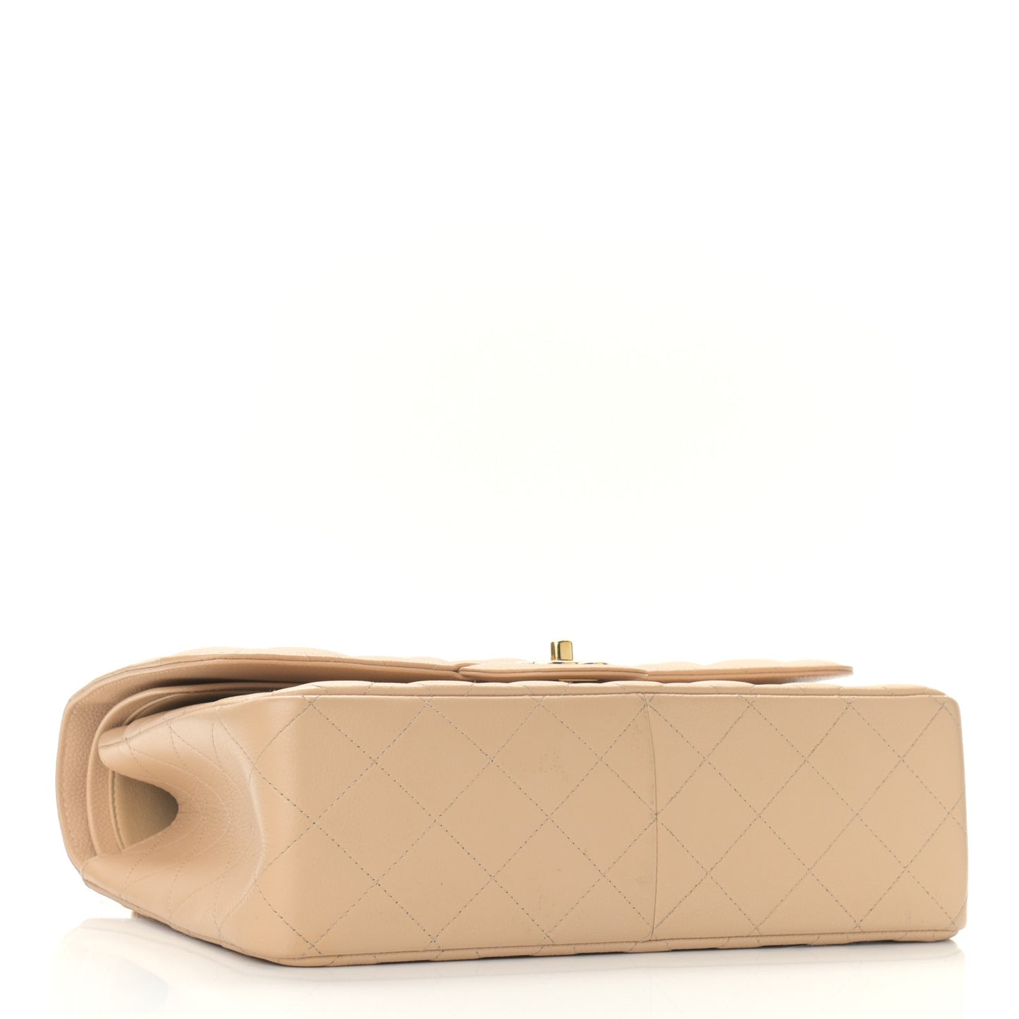 Caviar Quilted Jumbo Double Flap Beige