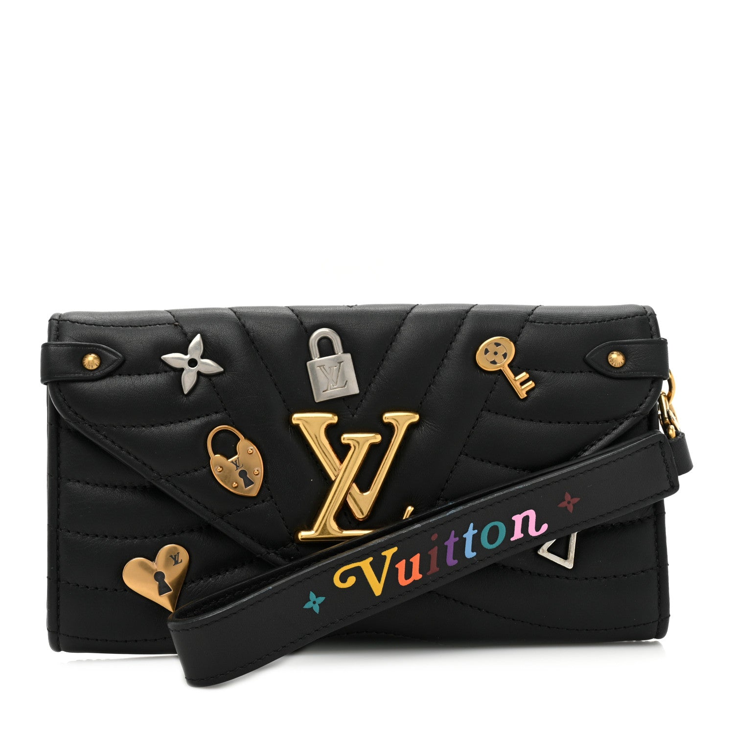 Louis Vuitton Calfskin Love Lock New Wave Long Wallet Black 1 of 10