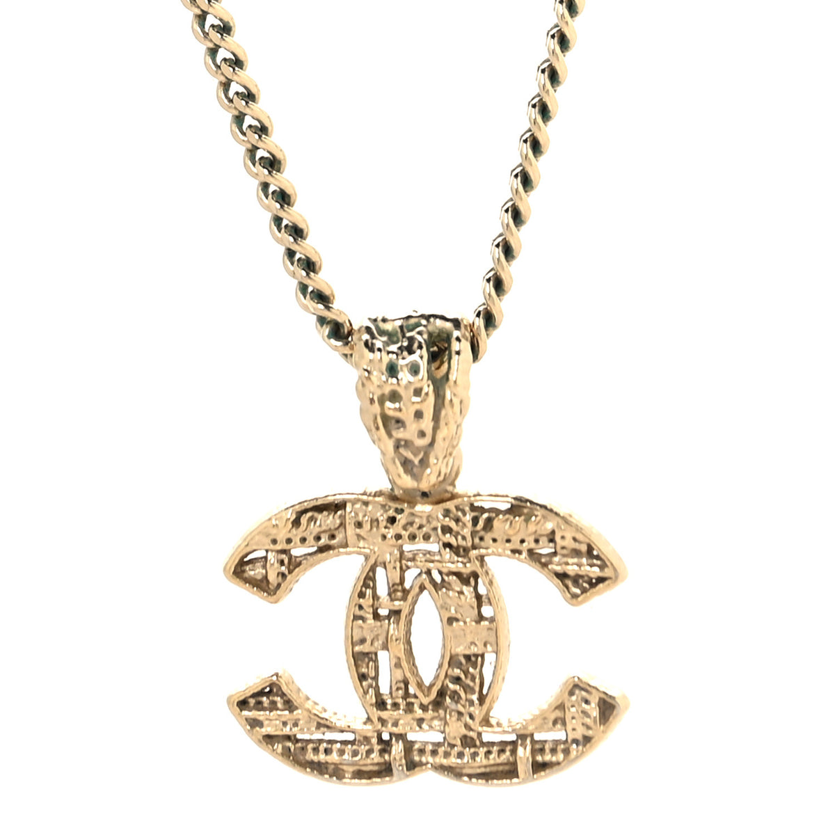 Chanel Tweed Effect CC Necklace Gold 1 of 5