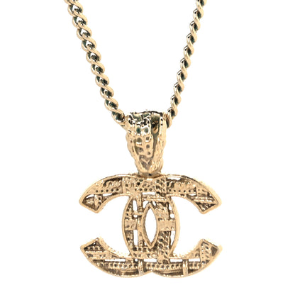 Chanel Tweed Effect CC Necklace Gold 1 of 5