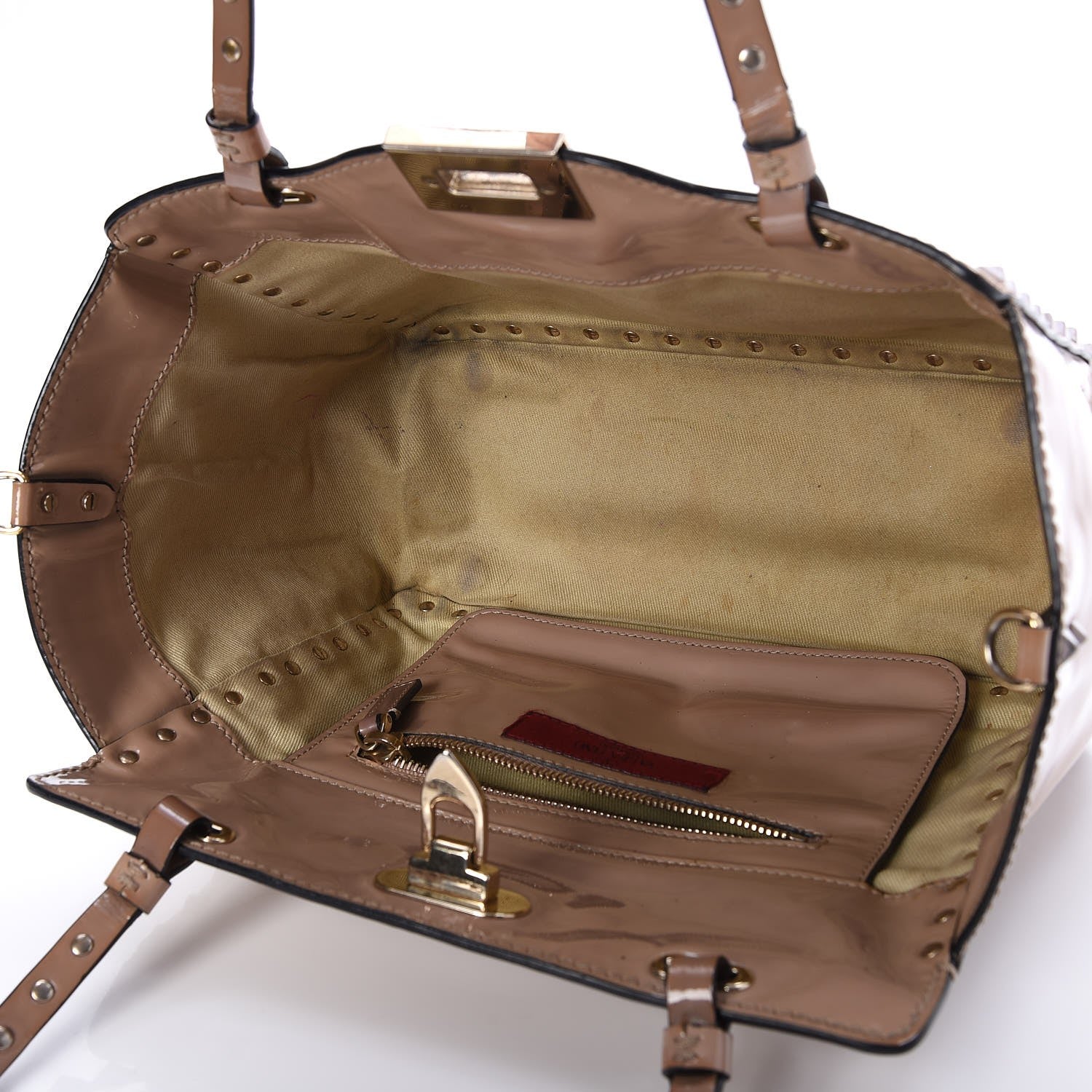 Valentino Garavani Patent Small Rockstud Tote Poudre 5 of 13