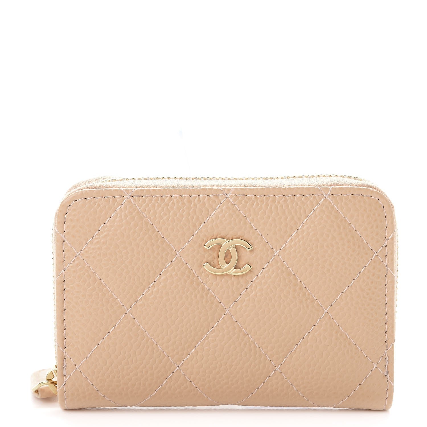 Chanel Caviar Quilted Zip Around Coin Purse Beige Clair 1 of 8