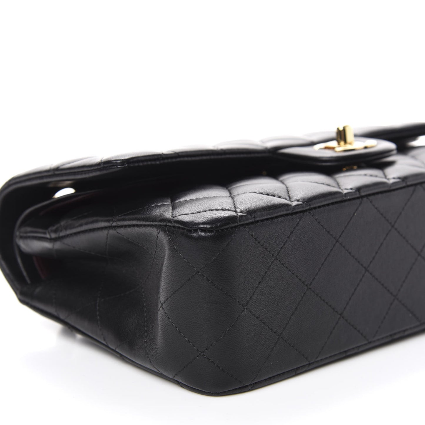Lambskin Quilted Medium Double Flap Black
