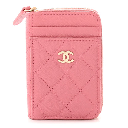 Chanel Caviar Quilted Zip Card Holder Pink 1 of 9