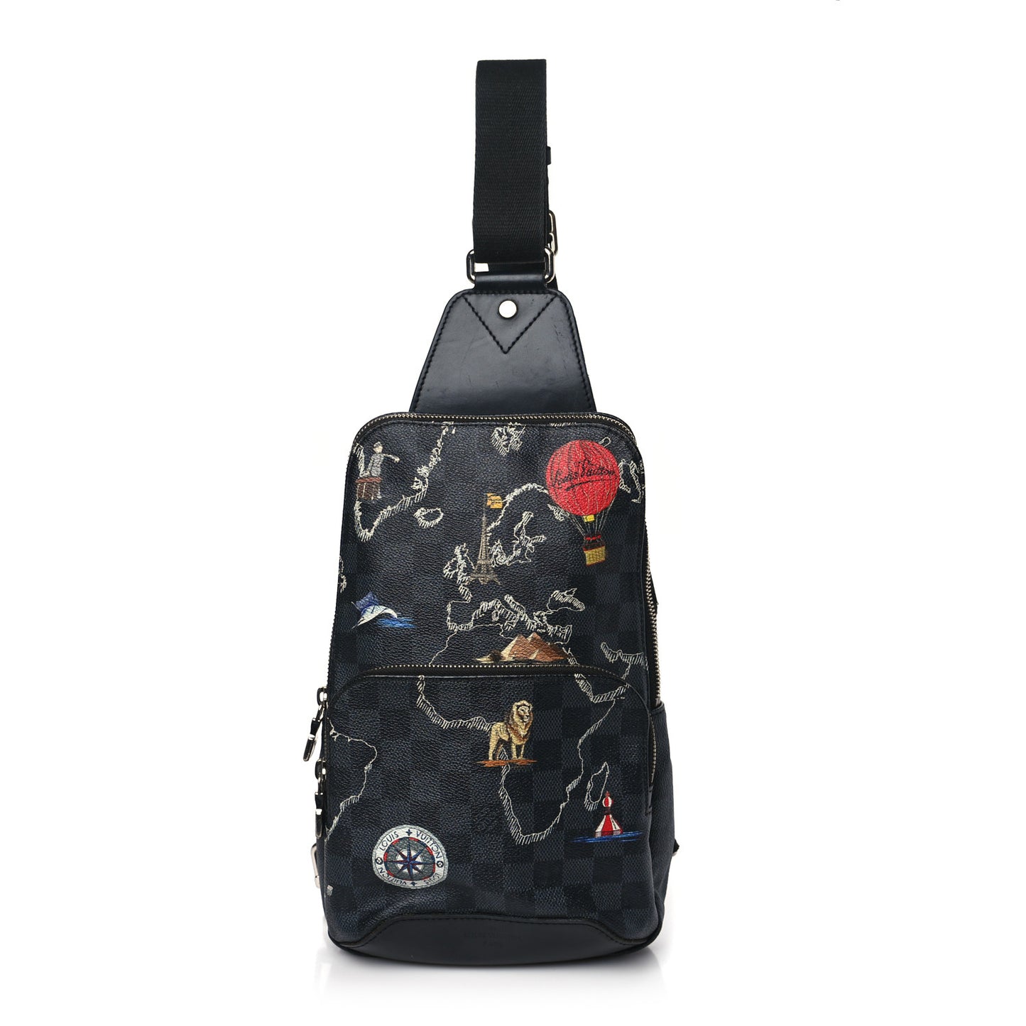 Damier Graphite World Map Avenue Sling Backpack