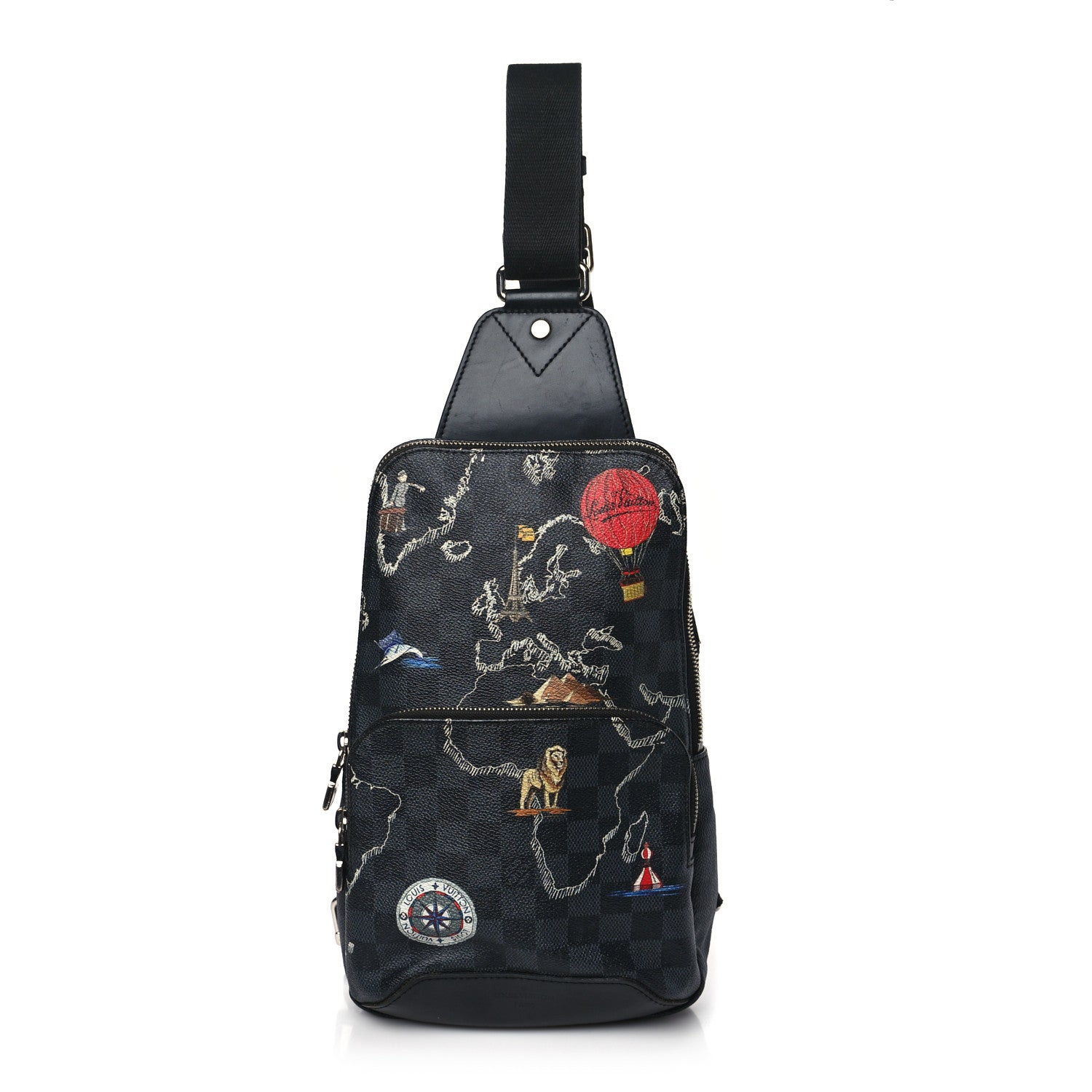 Louis Vuitton Damier Graphite World Map Avenue Sling Backpack 1 of 12