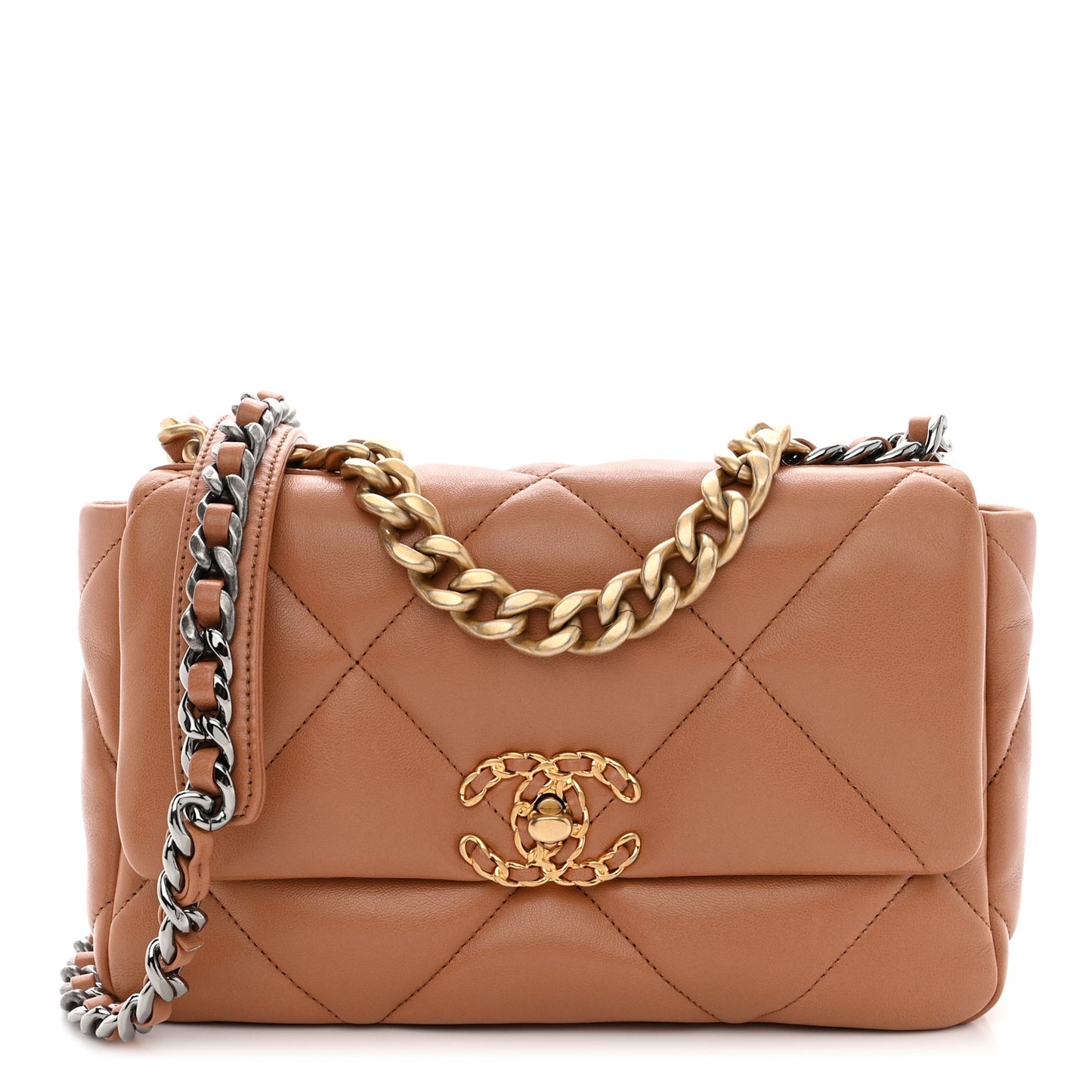 Lambskin Quilted Medium Chanel 19 Flap Brown