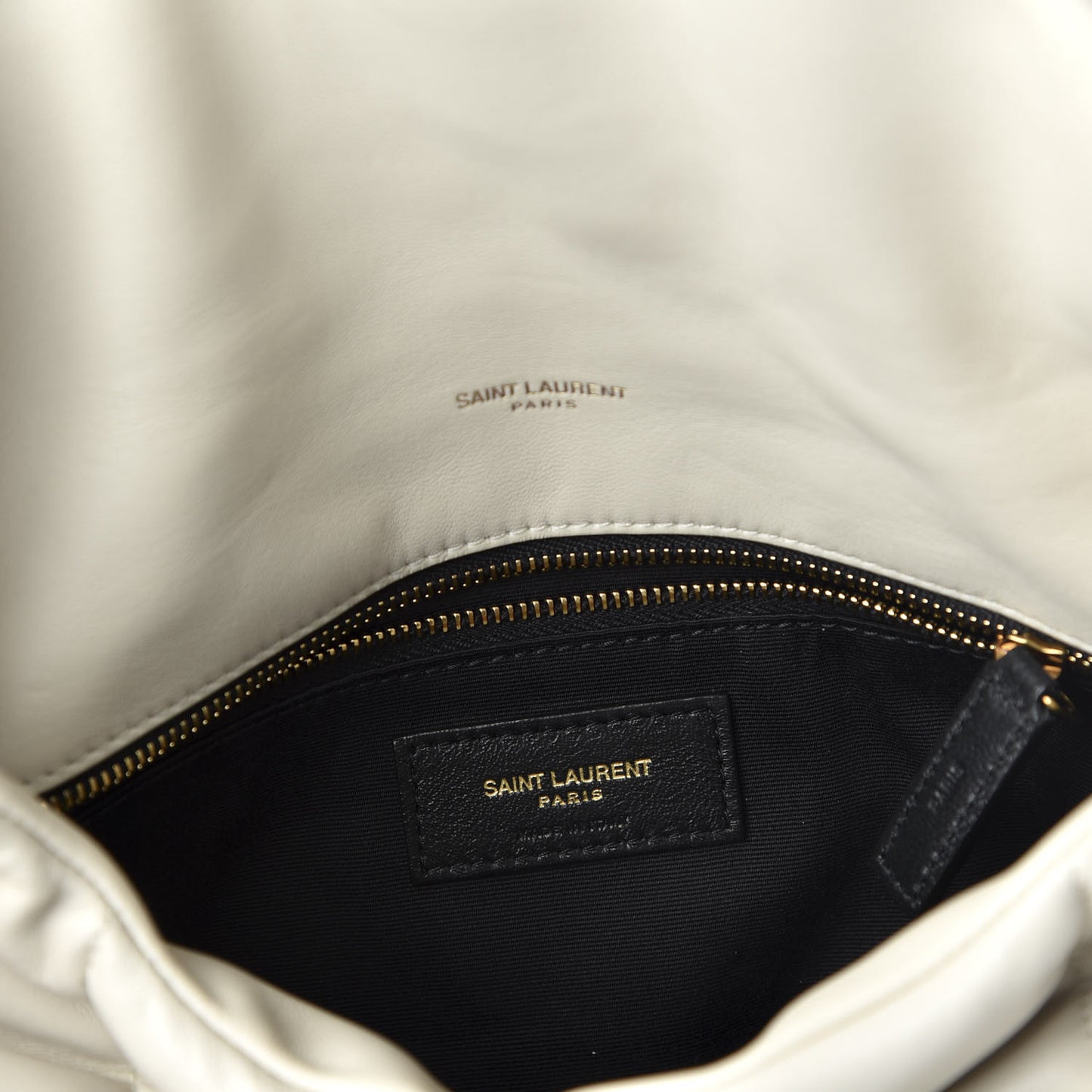 Lambskin Quilted Small Loulou Puffer Monogram Chain Satchel Crema Soft