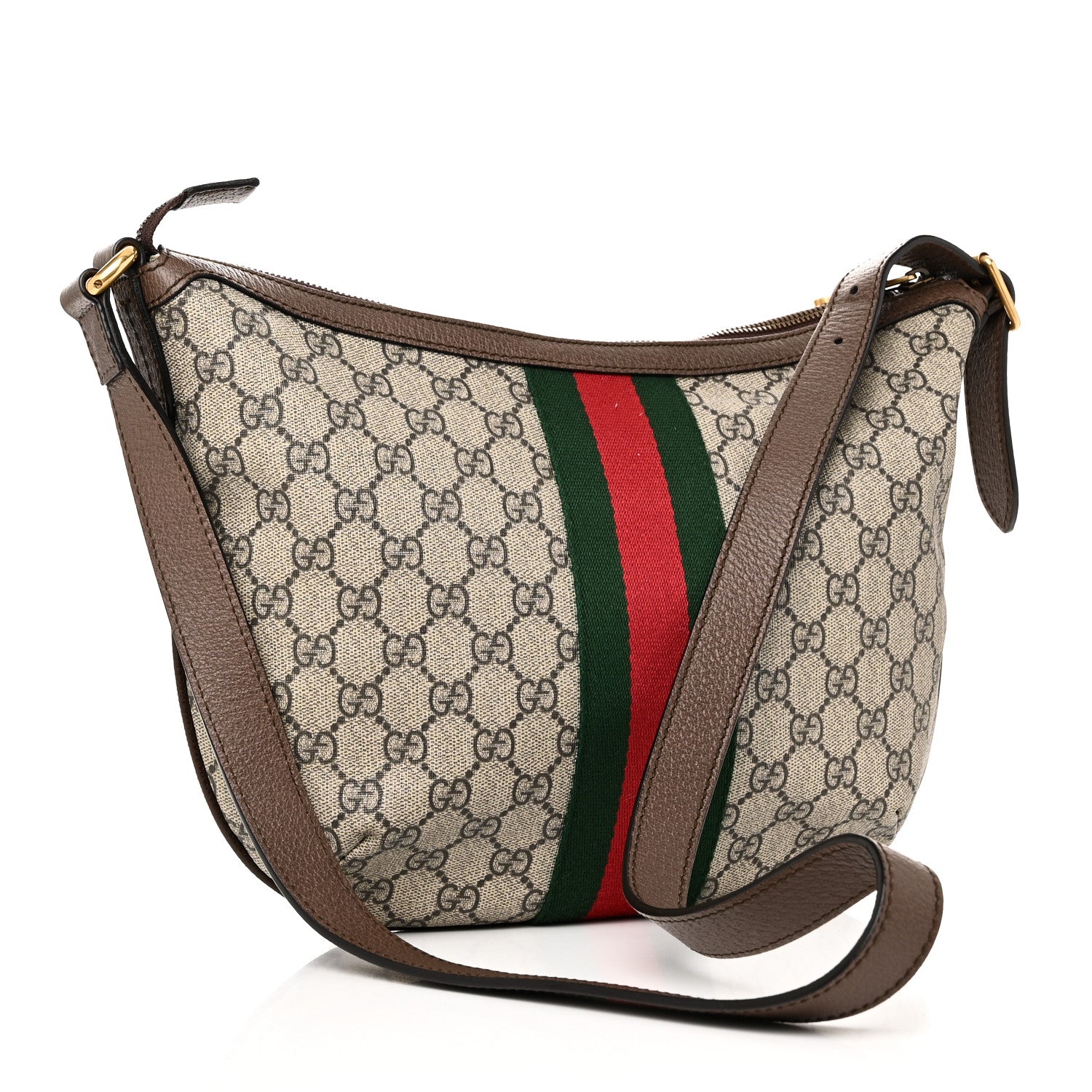 Gucci GG Supreme Monogram Web Small Ophidia Half Moon Hobo Brown 3 of 11