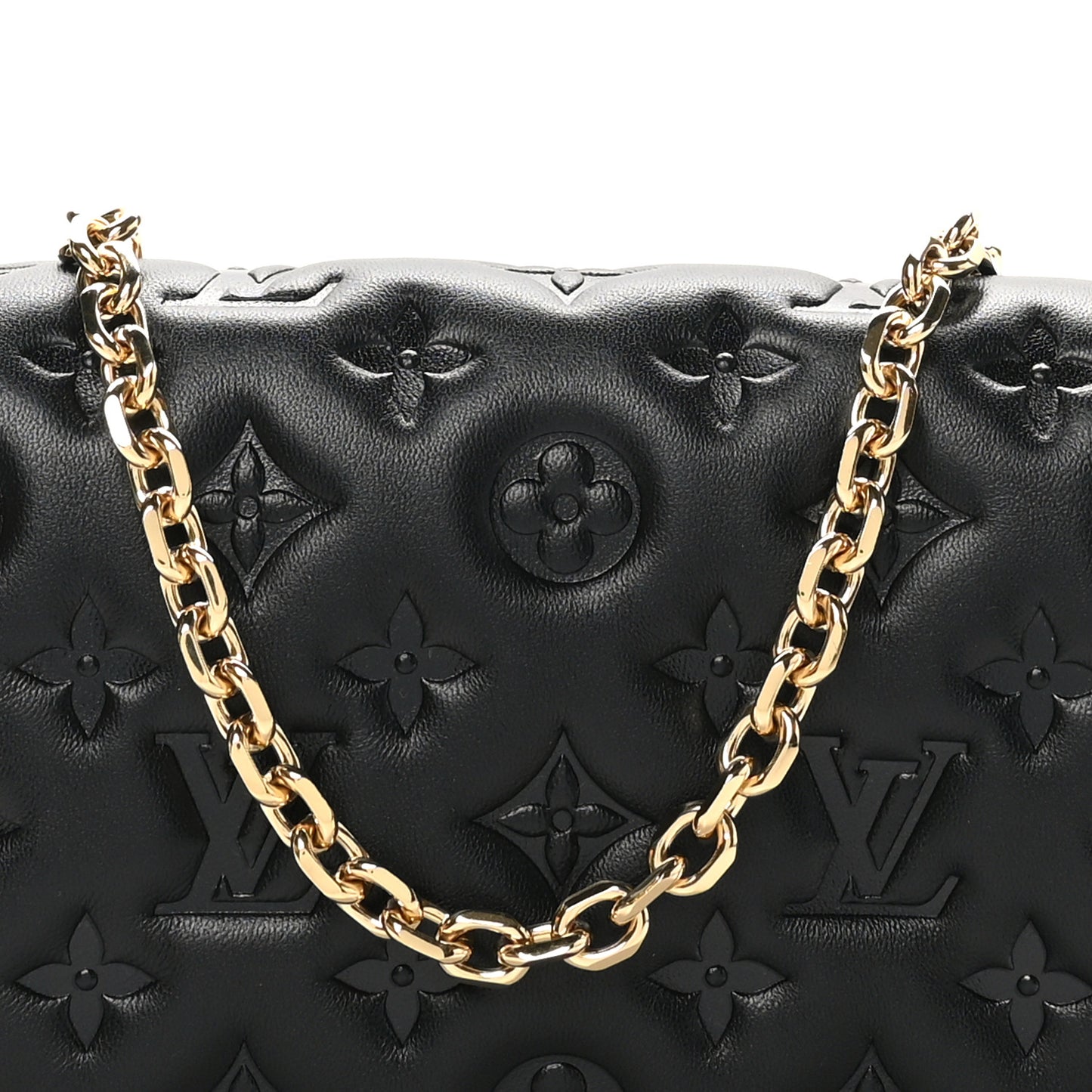 Lambskin Embossed Monogram Pochette Coussin Black
