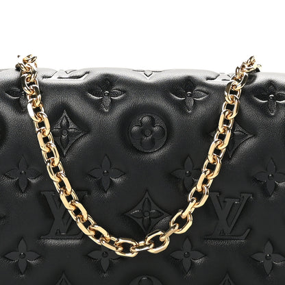 Louis Vuitton Lambskin Embossed Monogram Pochette Coussin Black 7 of 10