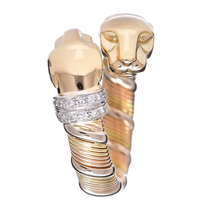Cartier 18K Yellow White Gold Diamond Panthère De Bypass Ring 54 6.75 3 of 7