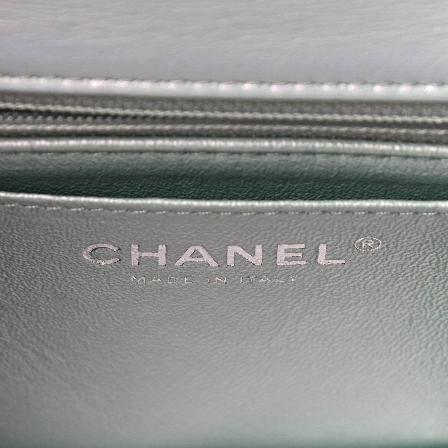 Chanel Iridescent Calfskin Quilted Mini Rectangular Flap Light Blue 6 of 11