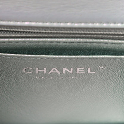 Chanel Iridescent Calfskin Quilted Mini Rectangular Flap Light Blue 6 of 11