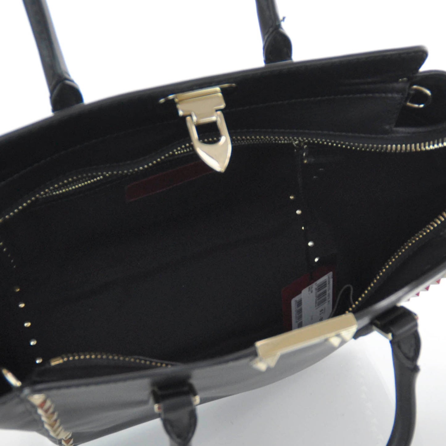 Vitello Rockstud Double Handle Tote Black