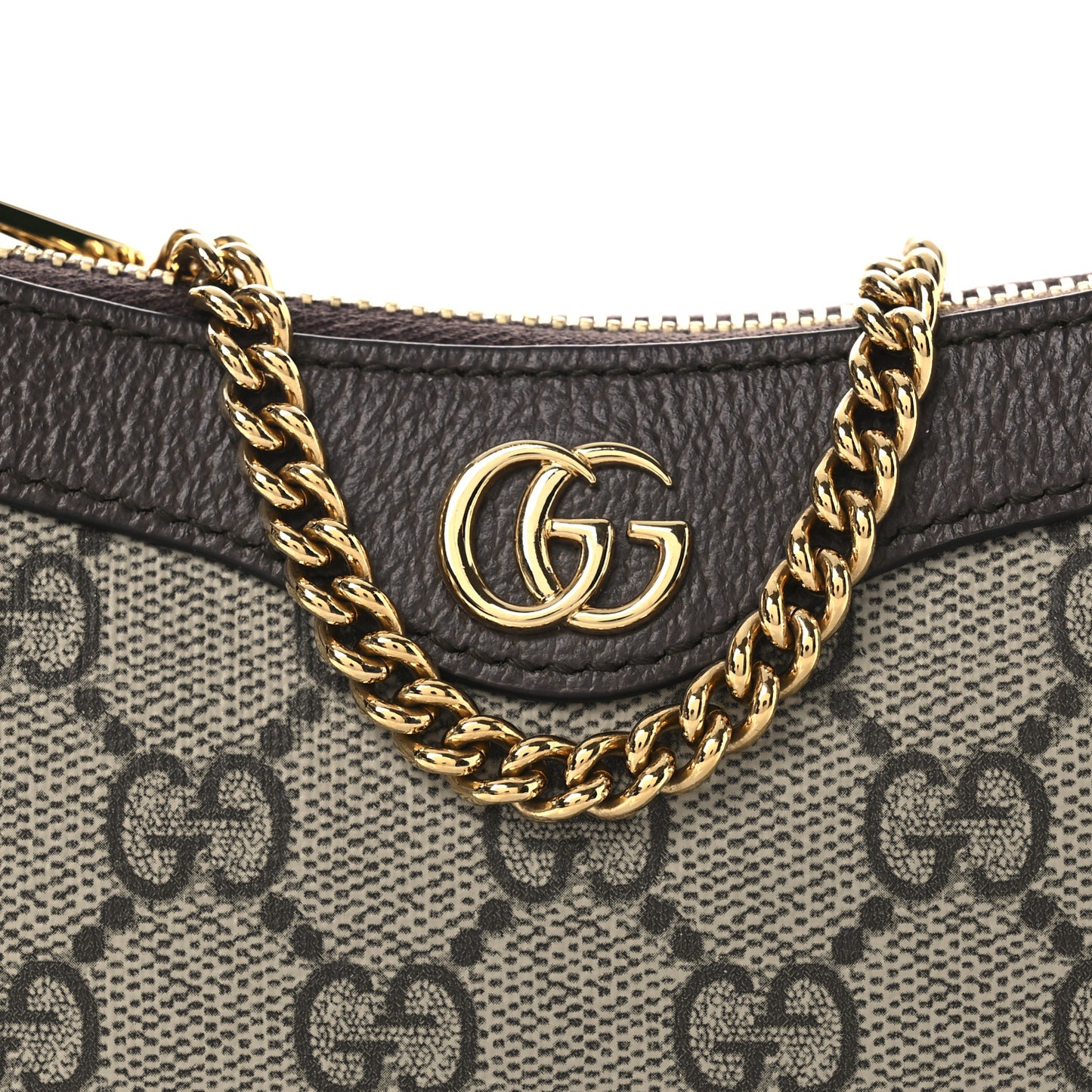 GG Supreme Monogram Textured Dollar Calfskin Mini Ophidia Chain Bag Beige Ebony