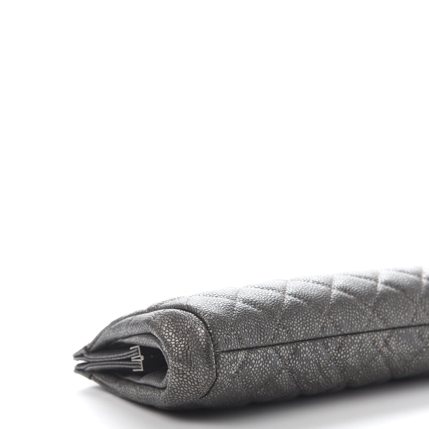 Chanel Metallic Caviar Quilted Clutch Dark Silver 6 of 10