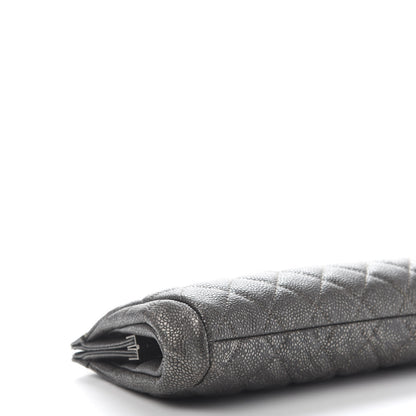 Chanel Metallic Caviar Quilted Clutch Dark Silver 6 of 10