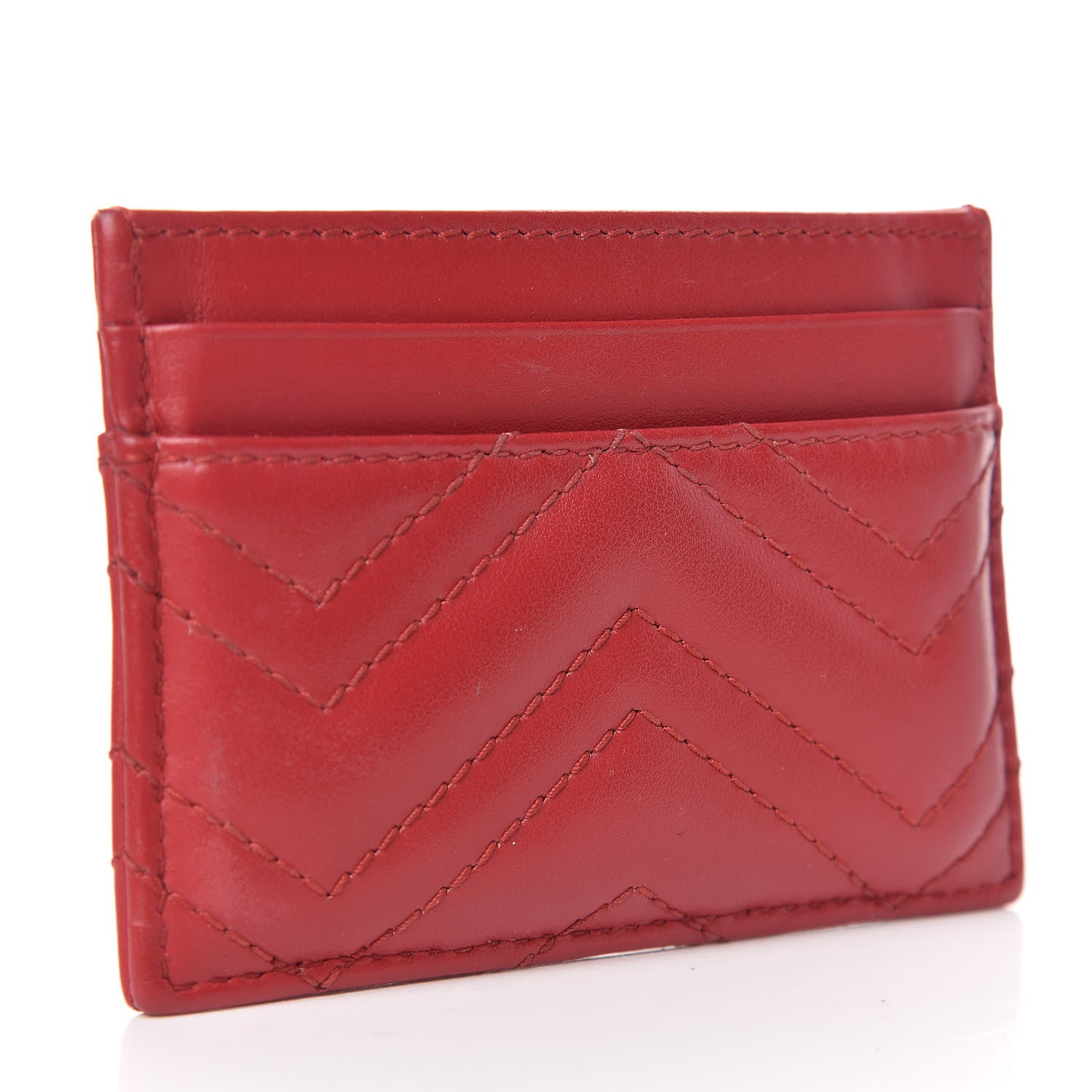 Gucci Calfskin Matelasse GG Marmont Card Holder Hibiscus Red 3 of 7