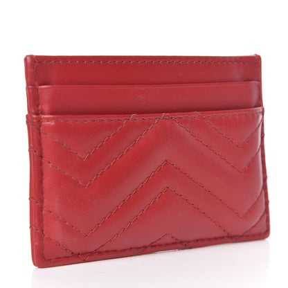Gucci Calfskin Matelasse GG Marmont Card Holder Hibiscus Red 3 of 7