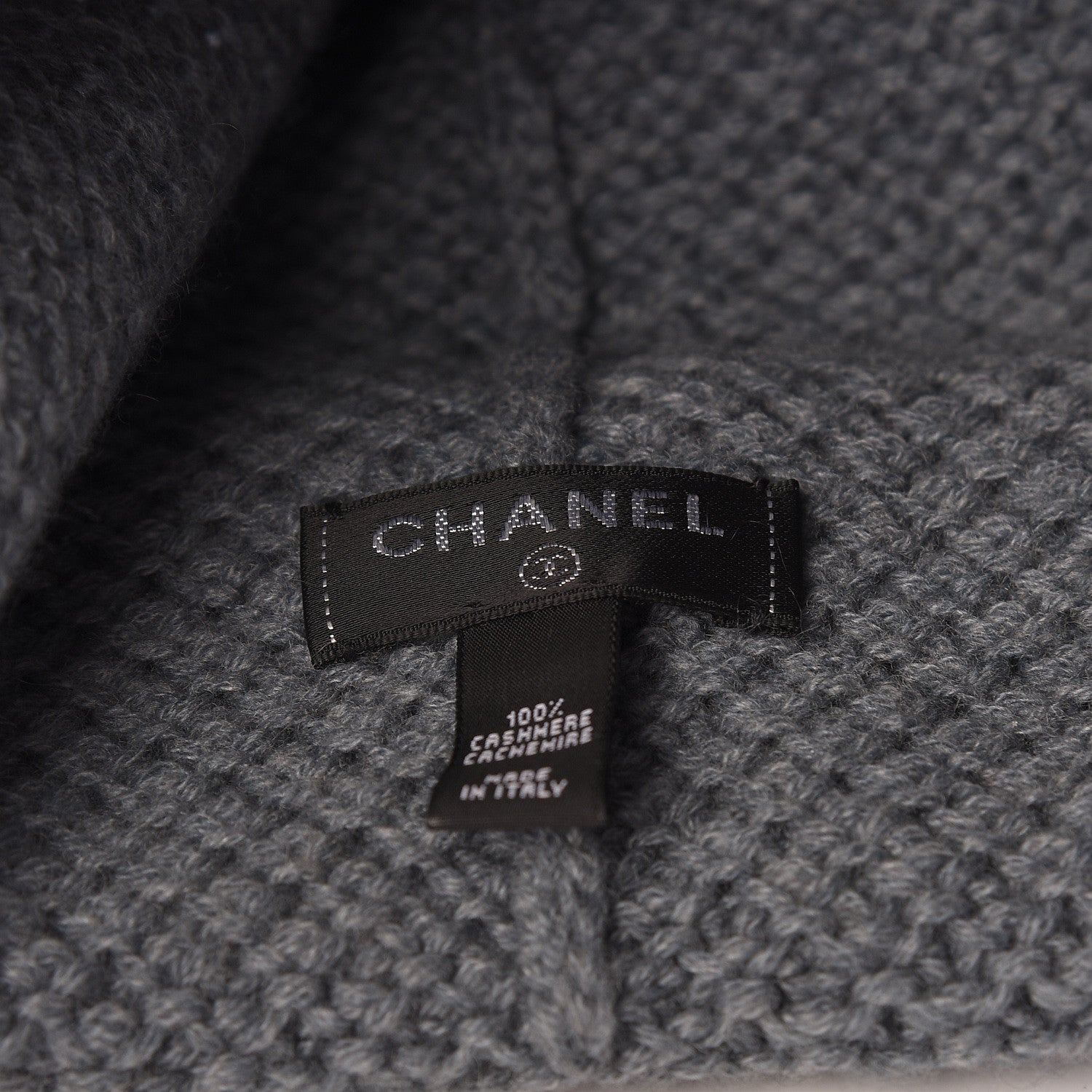 Chanel Cashmere CC Beanie Hat Grey 4 of 4